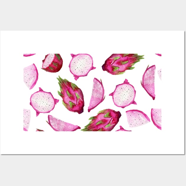 Dragon Fruit Pitaya Pinky Pattern Wall Art by gronly